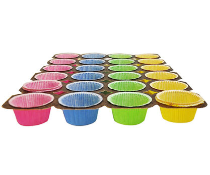 תבנית שקעים למאפינס חד פעמית צבעונית