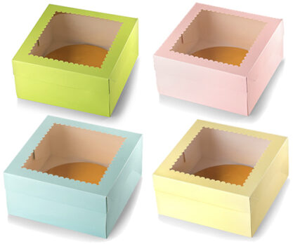 קרטון לעוגת טורט גבוהה עם חלון שקוף